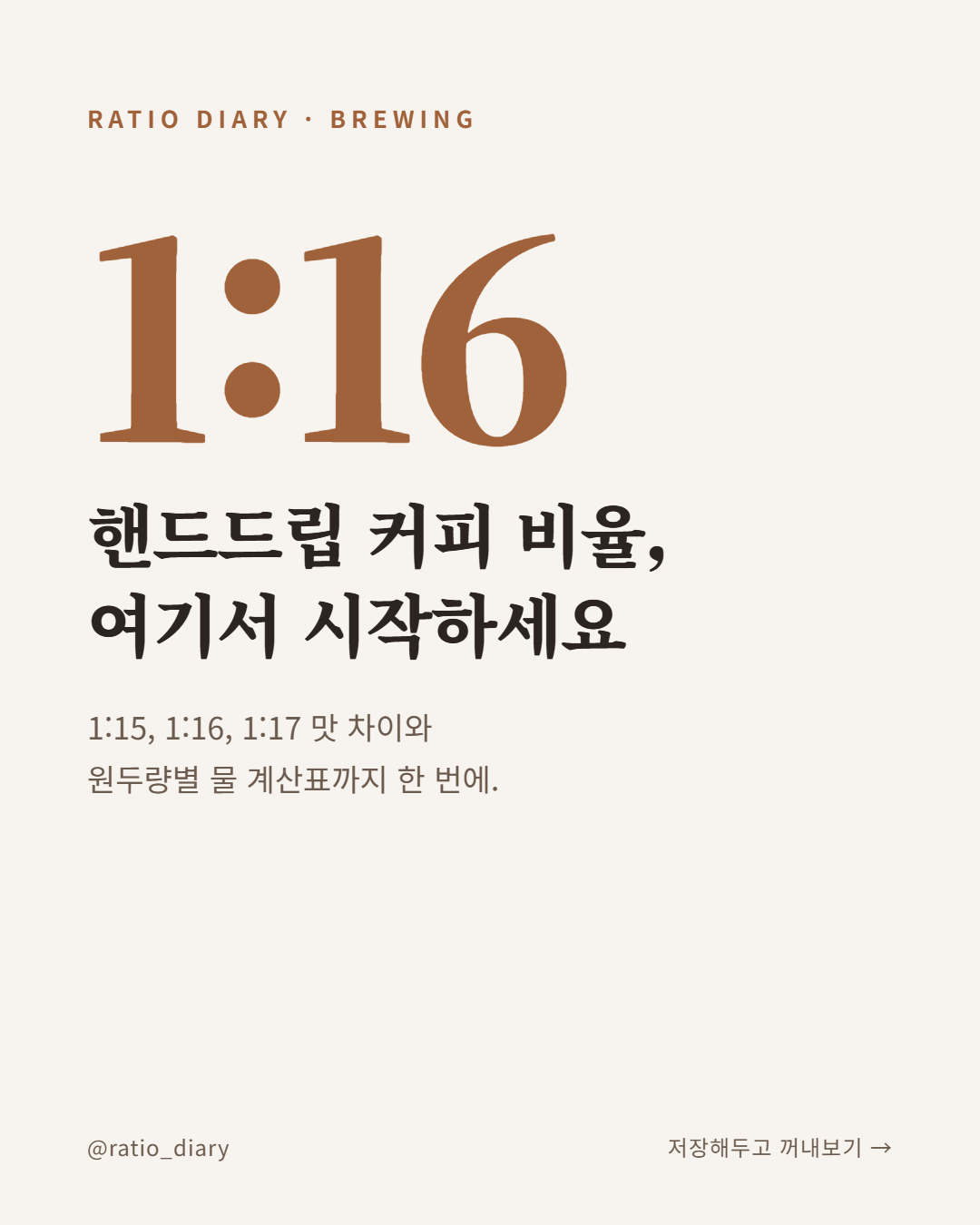 핸드드립 커피 비율 1:16 표지
