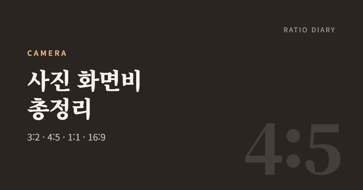 사진 화면비 총정리